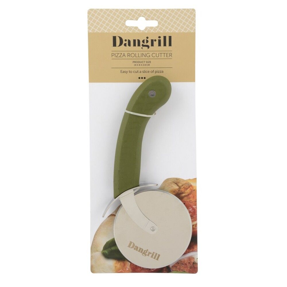 Dangrill pizzaskärare med hjul grön 19,5 cm