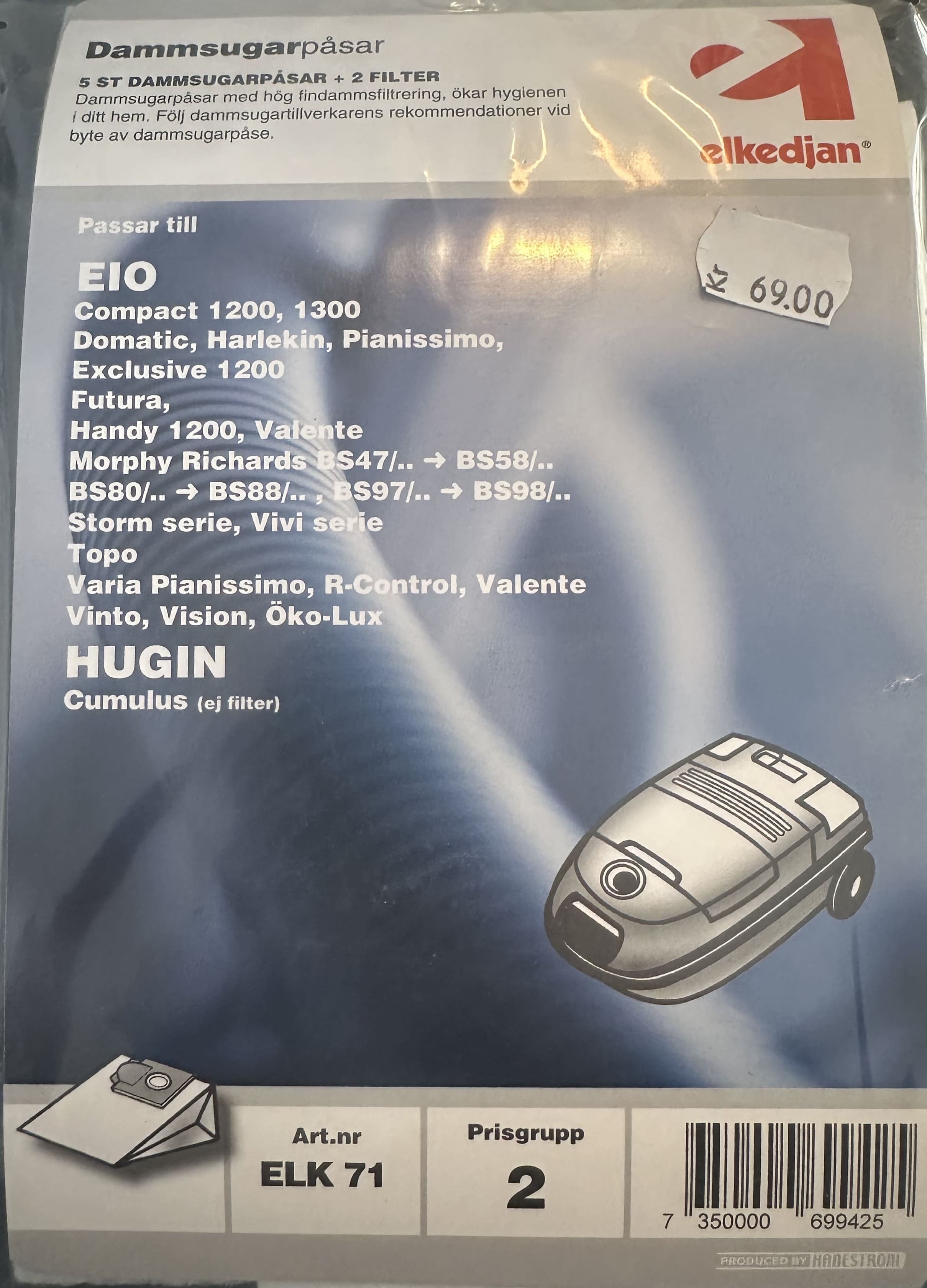 Dammsugarpåsar EIO Handy