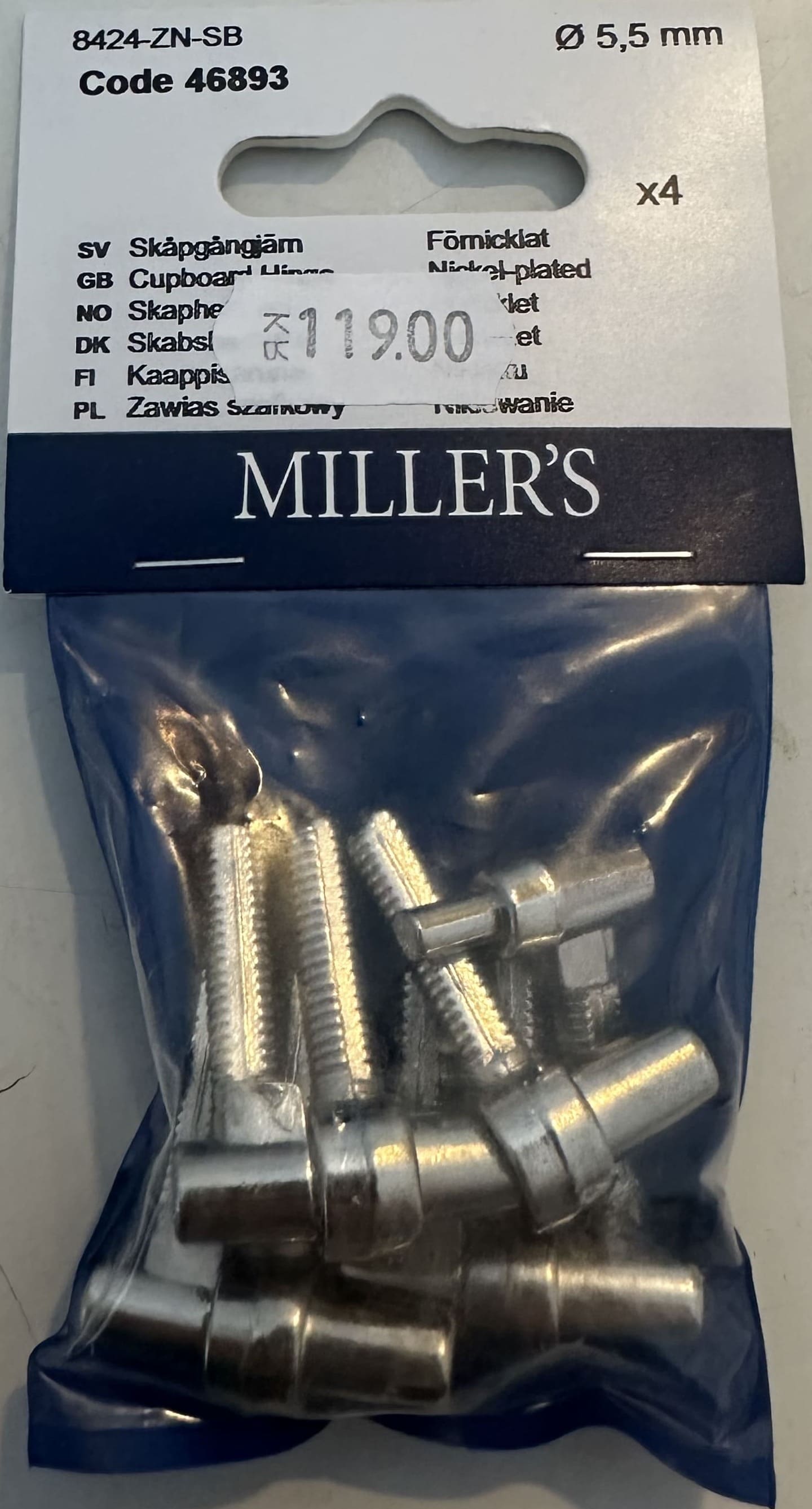 SKÅPGÅNGJÄRN MILLERS FÖRNICKLAT
