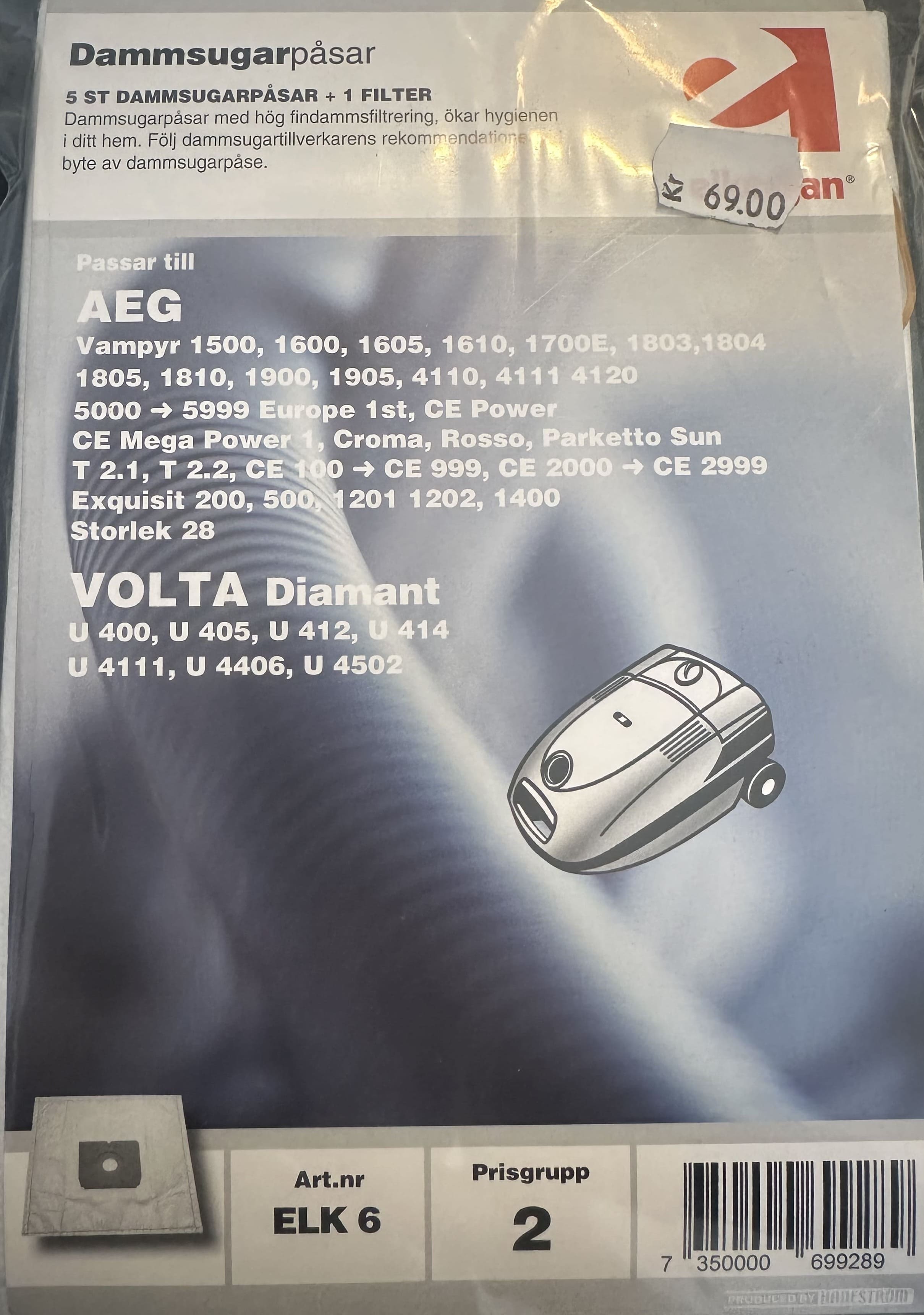 Dammsugarpåsar Volta AEG GR28