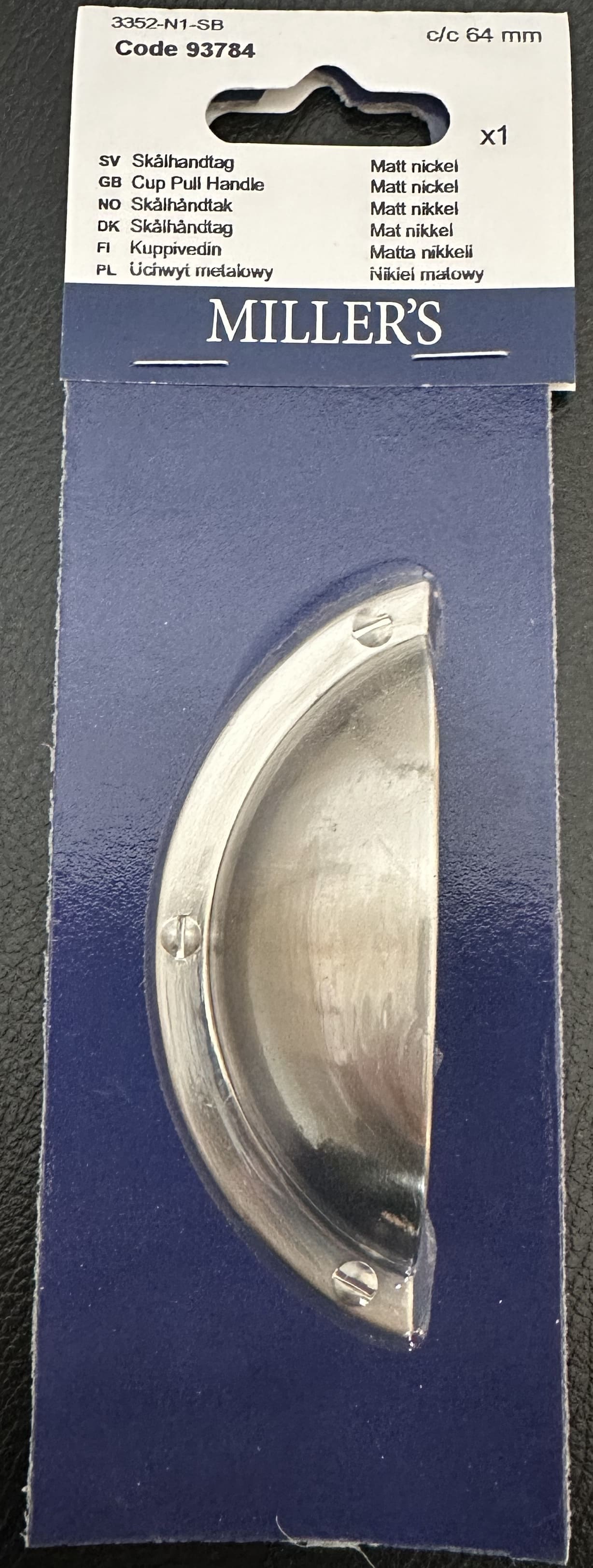 Skålhandtag Matt Nickel c/c 64mm