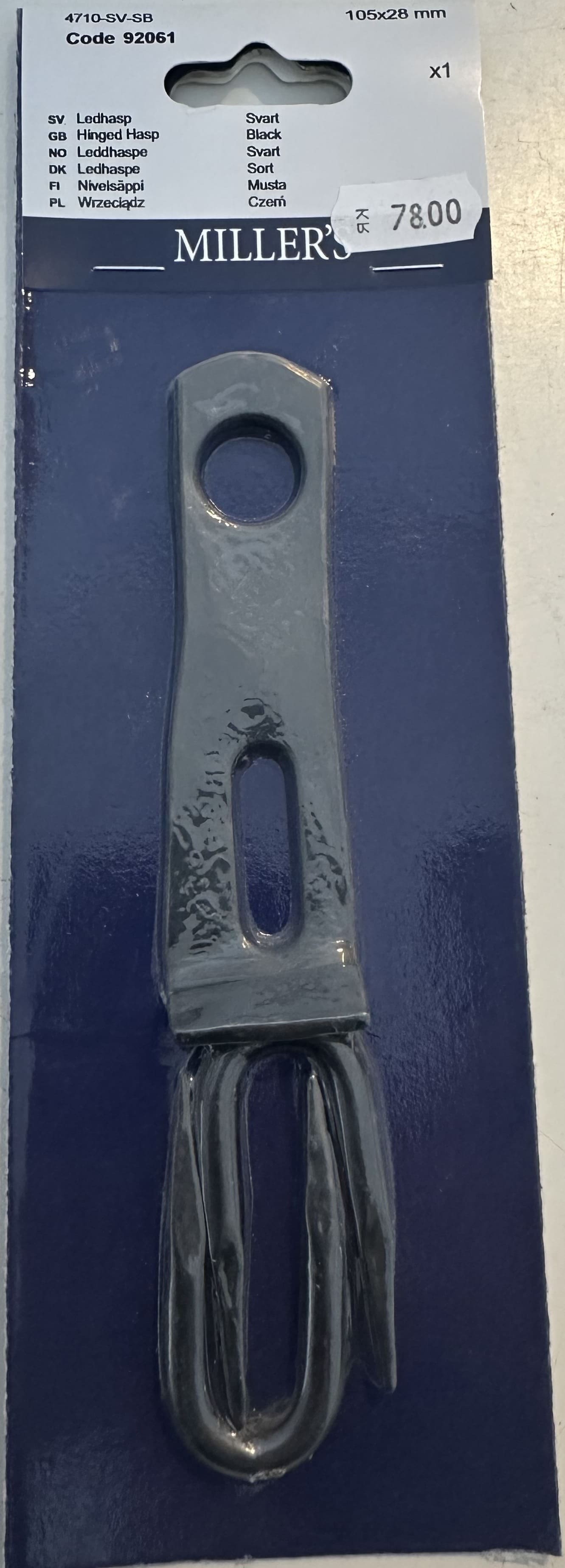 Ledhasp Svart 105x28mm