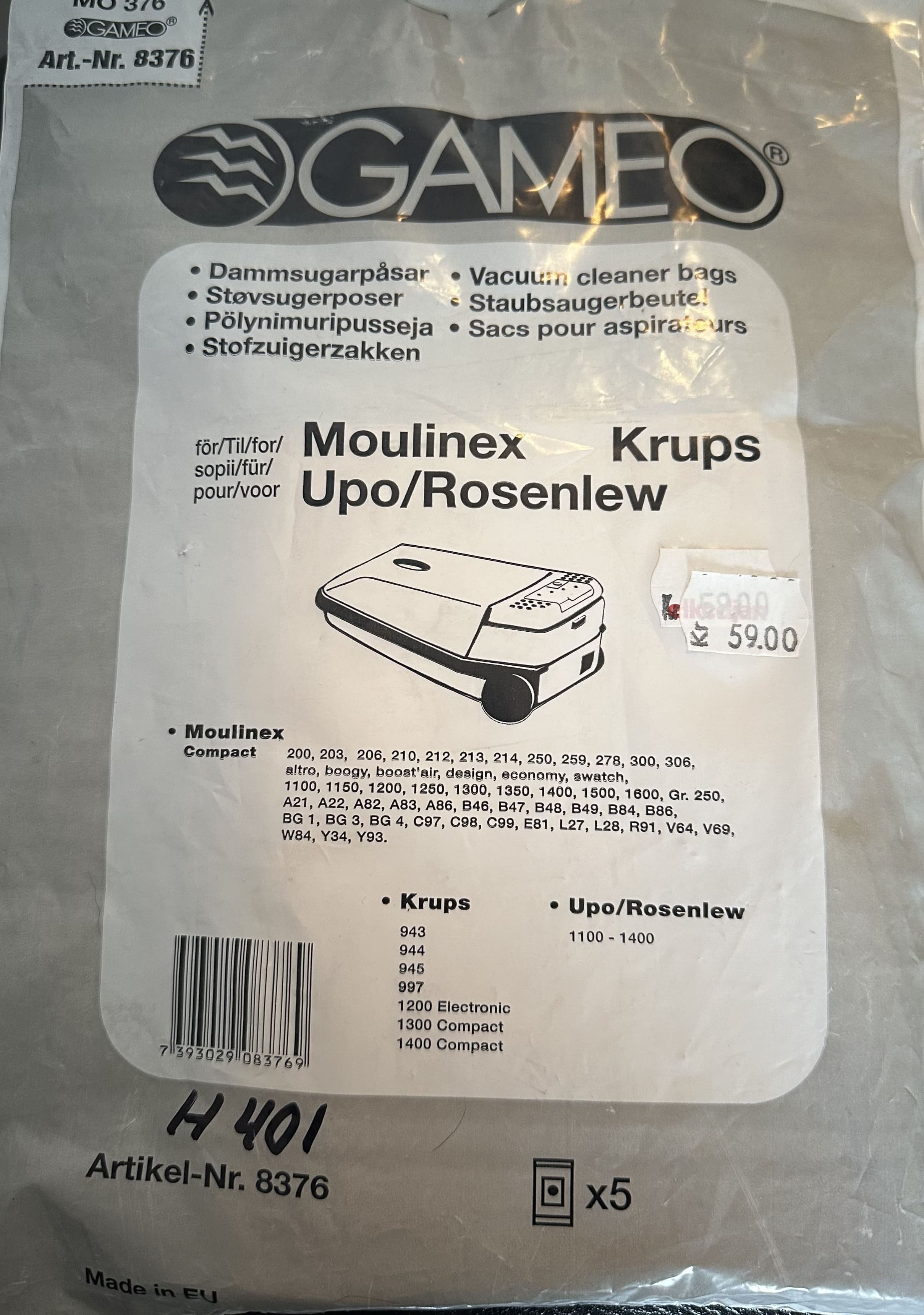 Dammsugarpåsar Moulinex
