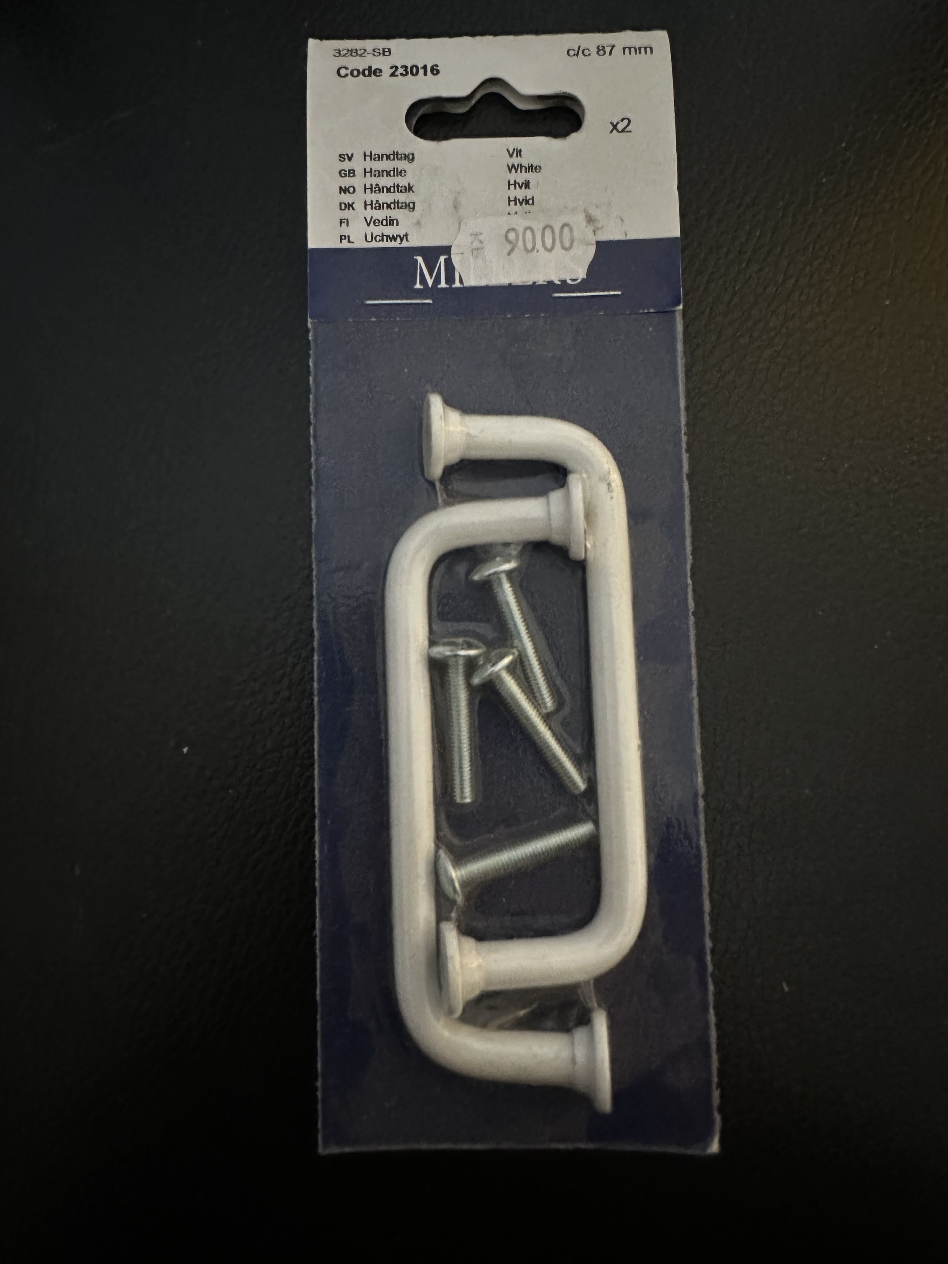 Handtag Vit c/c 87mm