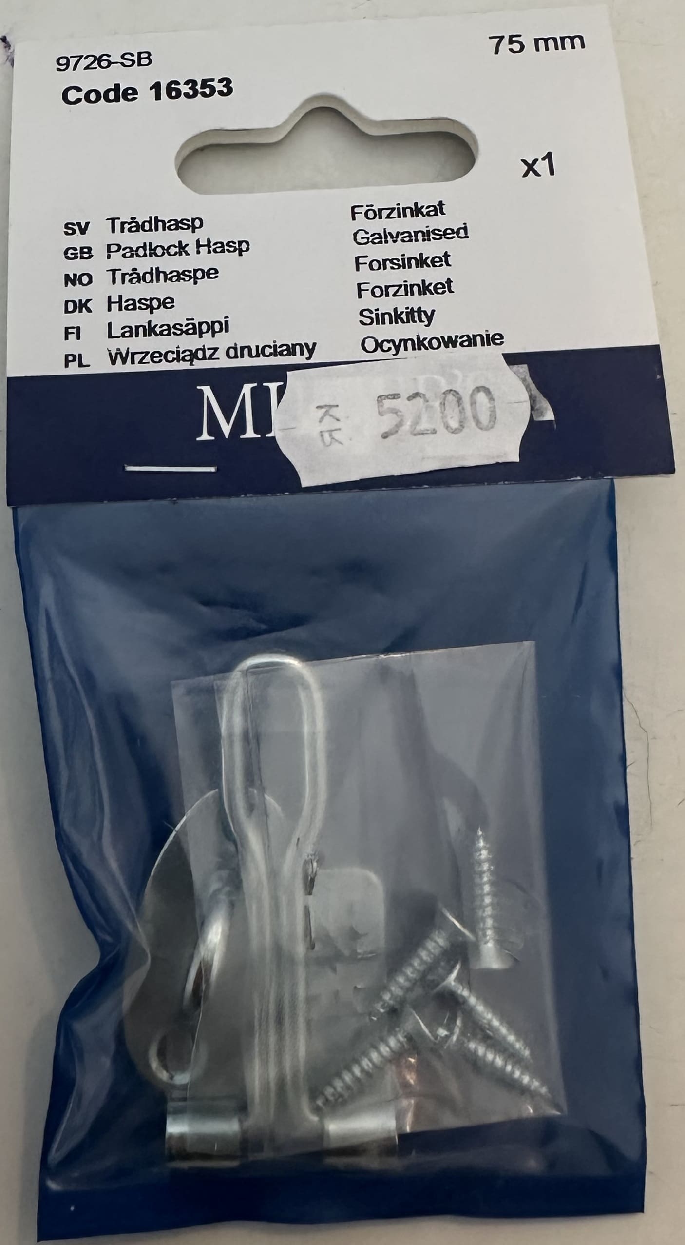 Trådhasp Förzinkat 75mm