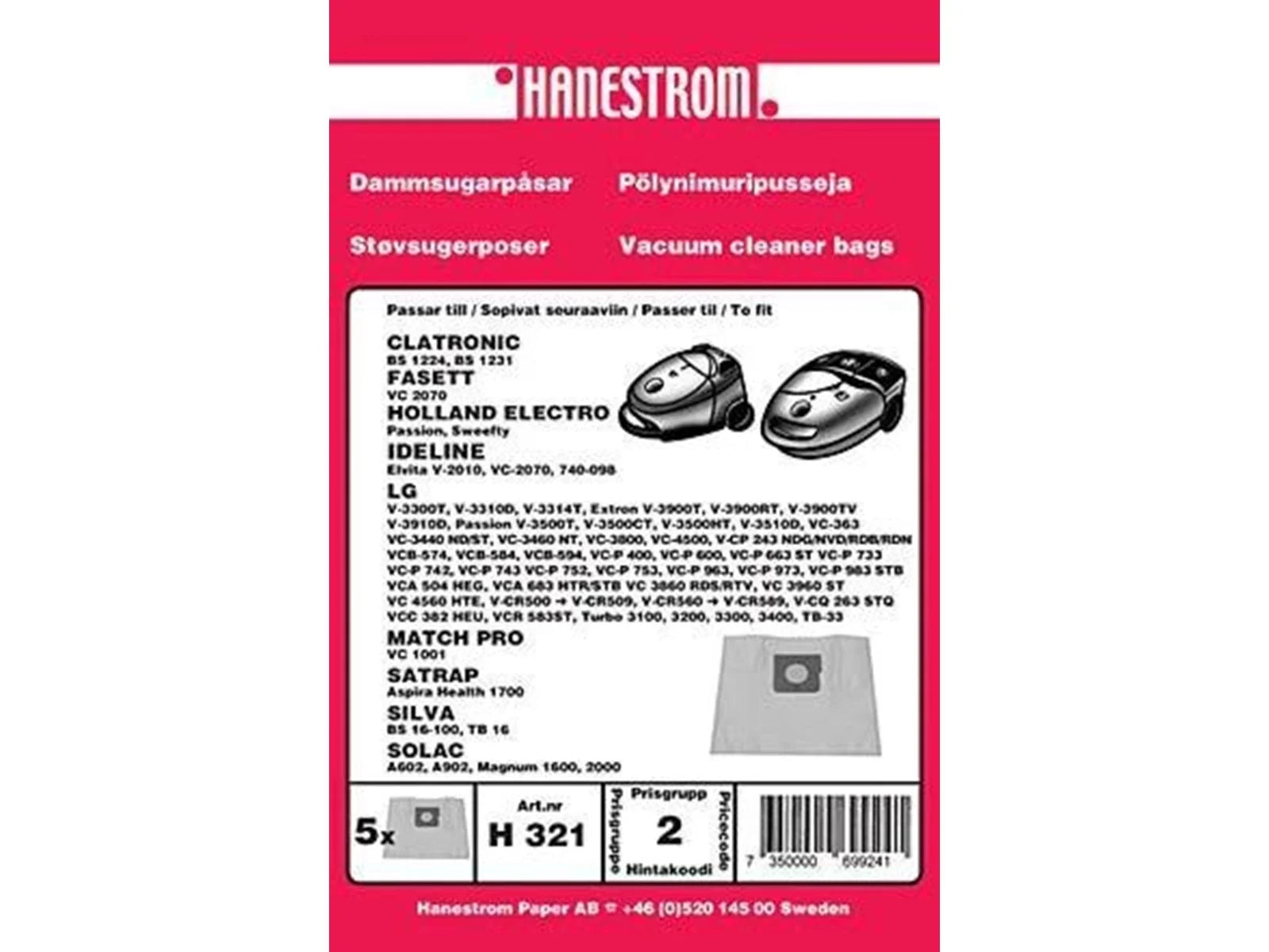 Dammsugarpåsar till LG VC-363