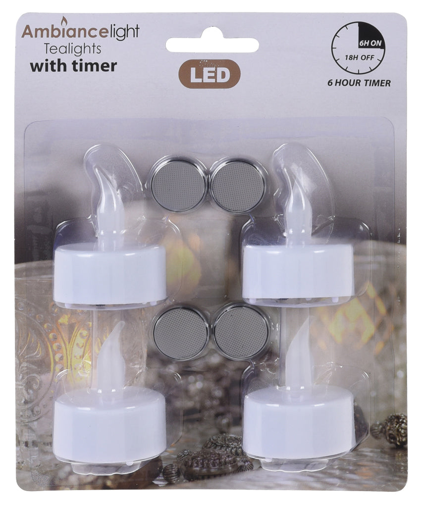 Ledljus med timer 4-pack