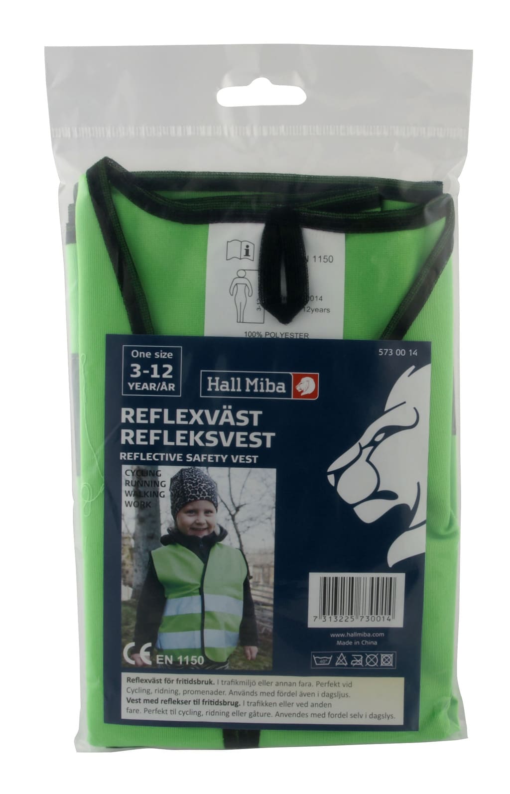 Reflexväst barn 3-12 år grön