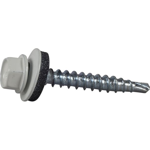 FARMARSKRUV BORRSPETS SEXKANTS HUVUD M BRICKA VIT 4,8X35 250ST