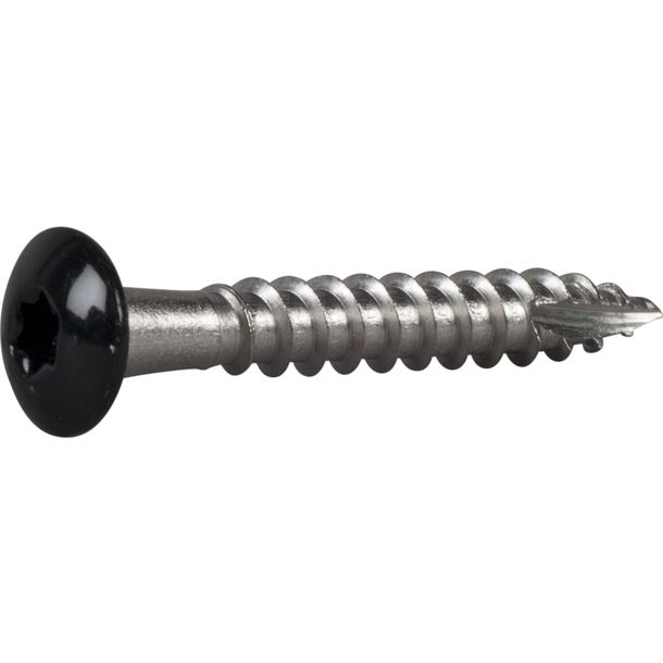 RÄNNKROKSKRUV ROSTFRI A2 SVART RAL9011 TX20 4,8X35 250ST