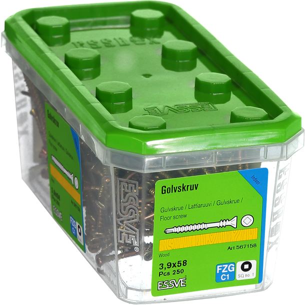 GOLVSKRUV FYRKANTSBITS R1 GULKROMATERAD 3,9X58 250ST