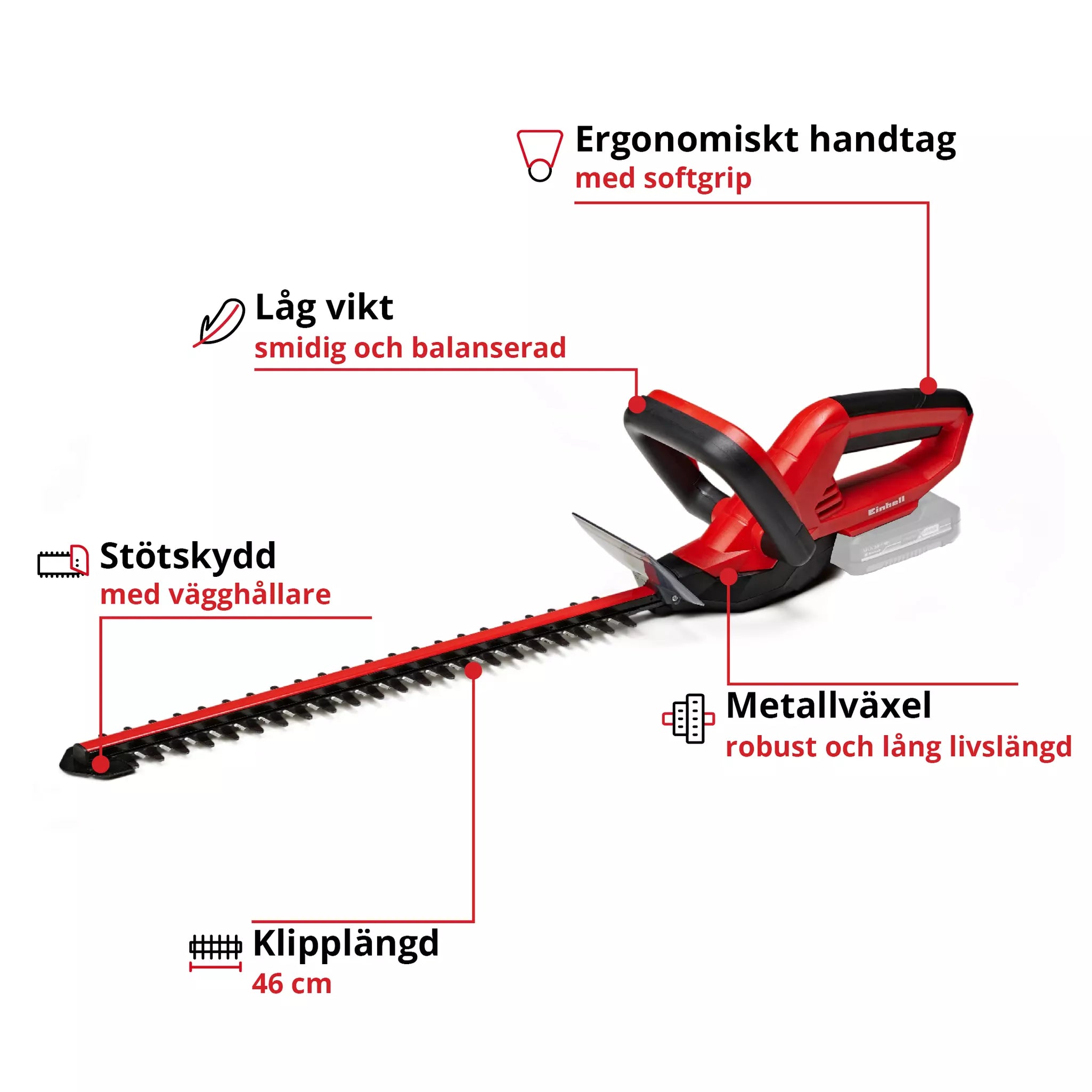 Sladdlös häcktrimmer GC-CH 1846 Li-Solo