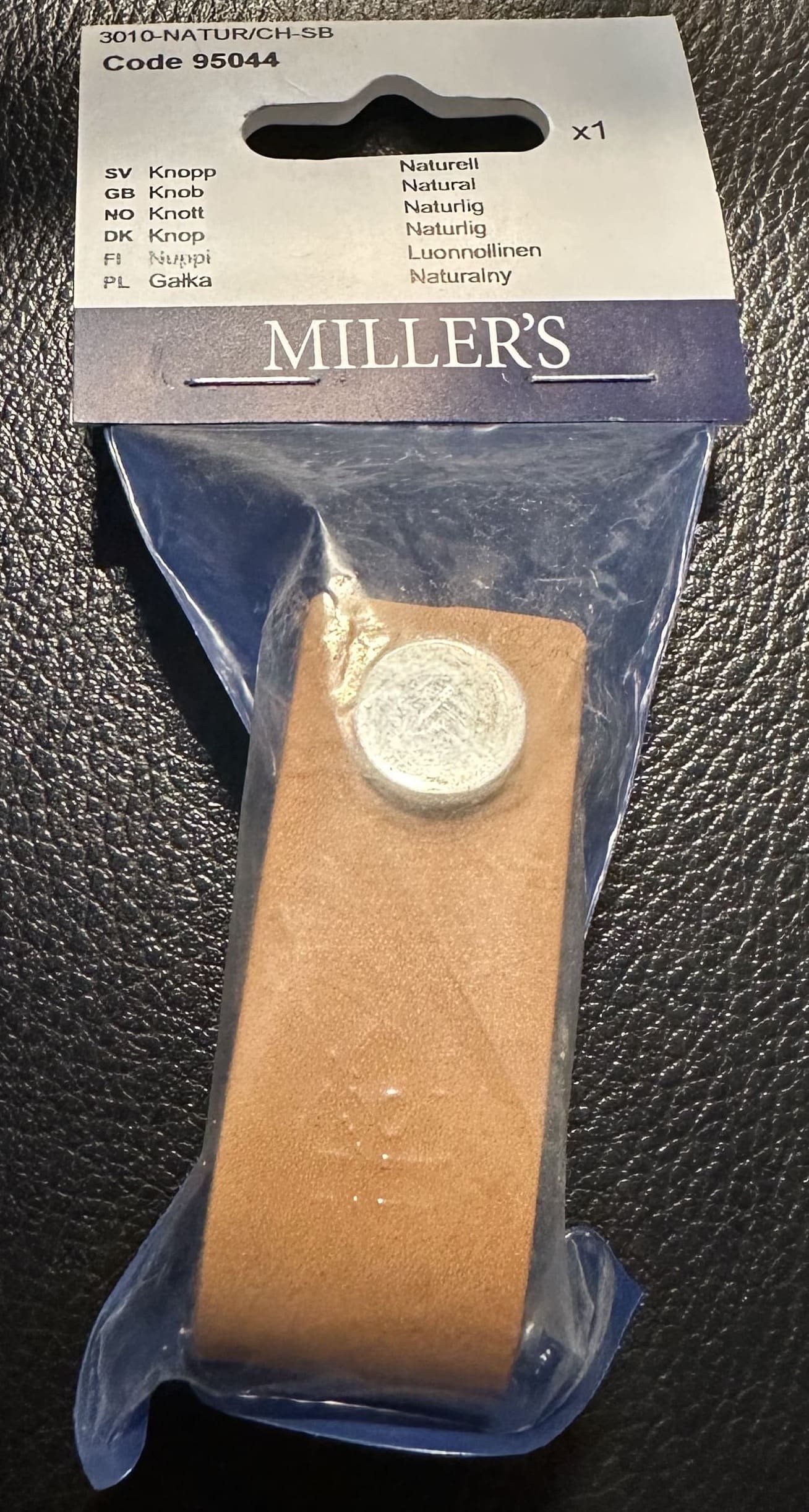 Knopp Naturell Läder 25X65MM