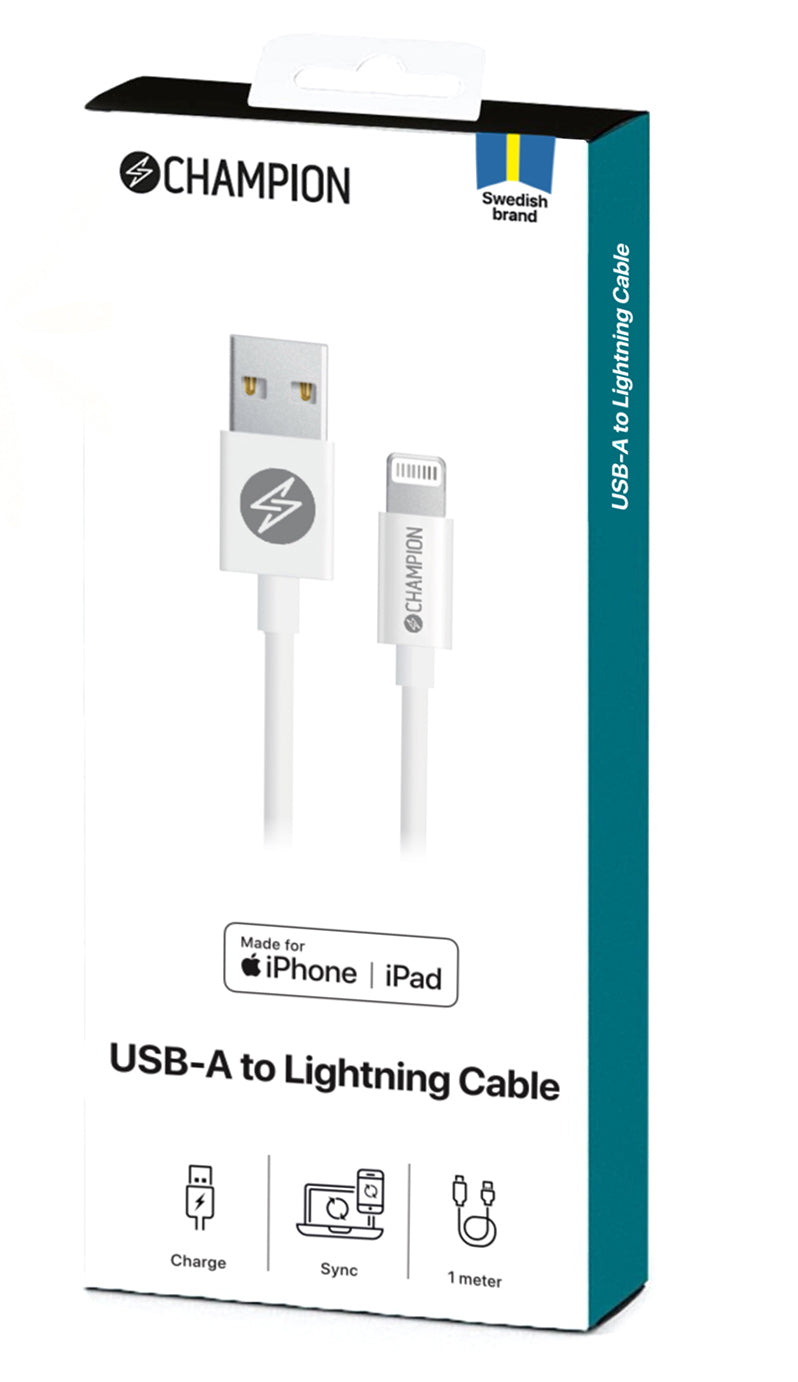 Kabel USB-A Lightning 1 m vit