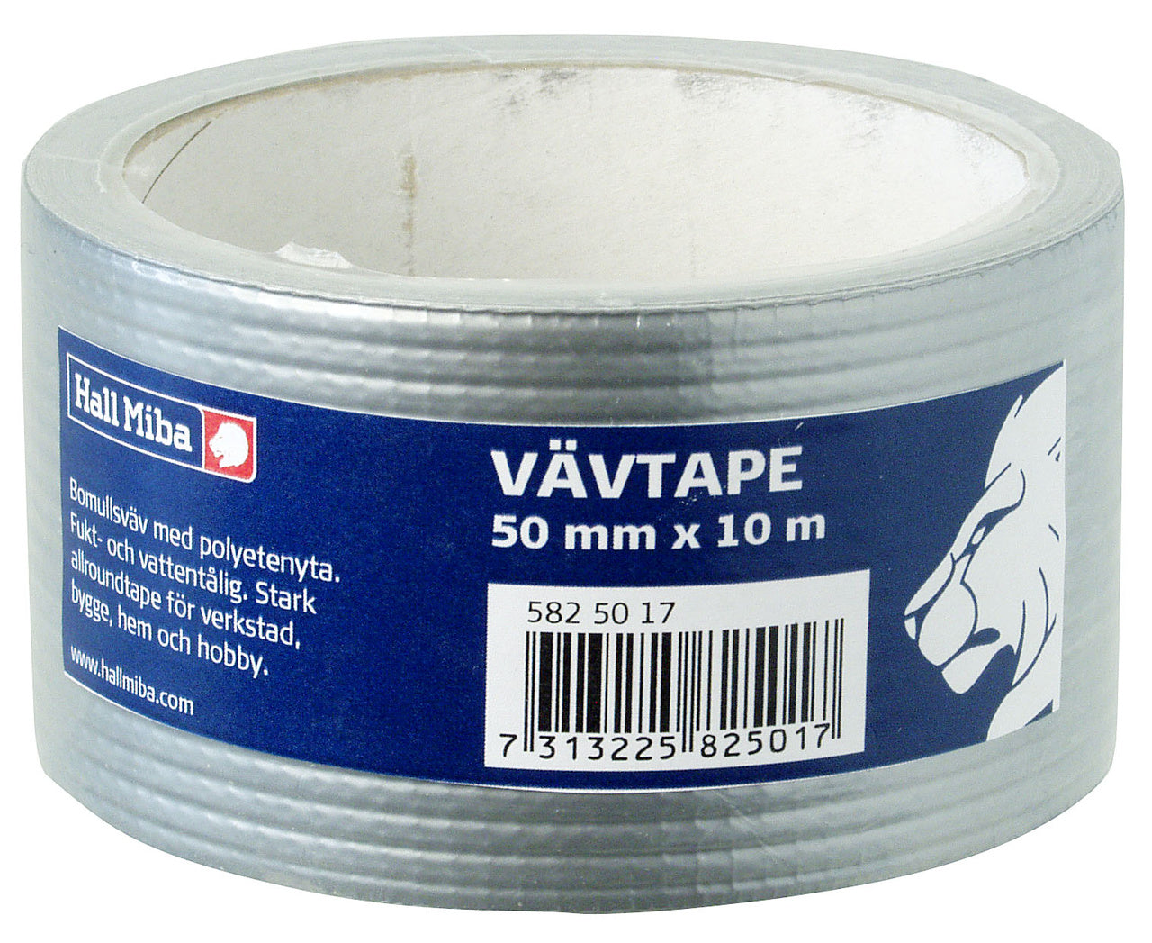Vävtejp grå 50 mm x 10 m